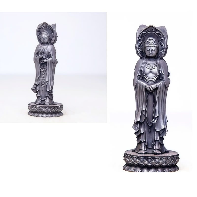 Rusty Iron Powder Kwan Yin Statue - Three-Faced Compassion Symbol Rusty Iron Powder Kwan Yin Statue - Three-Faced Compassion Symbol