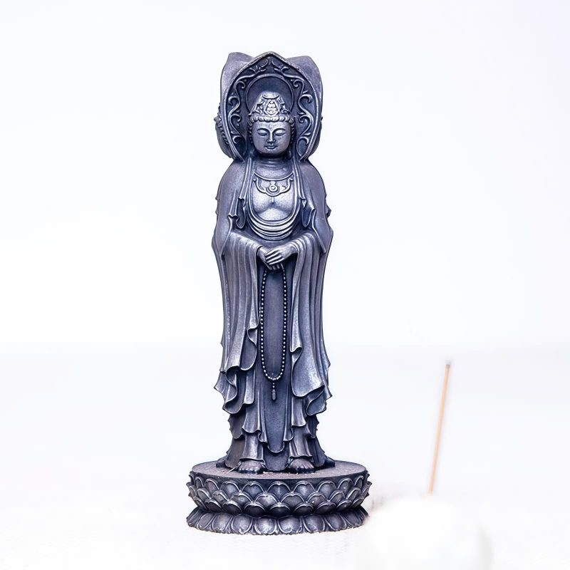 Rusty Iron Powder Kwan Yin Statue - Three-Faced Compassion Symbol Rusty Iron Powder Kwan Yin Statue - Three-Faced Compassion Symbol