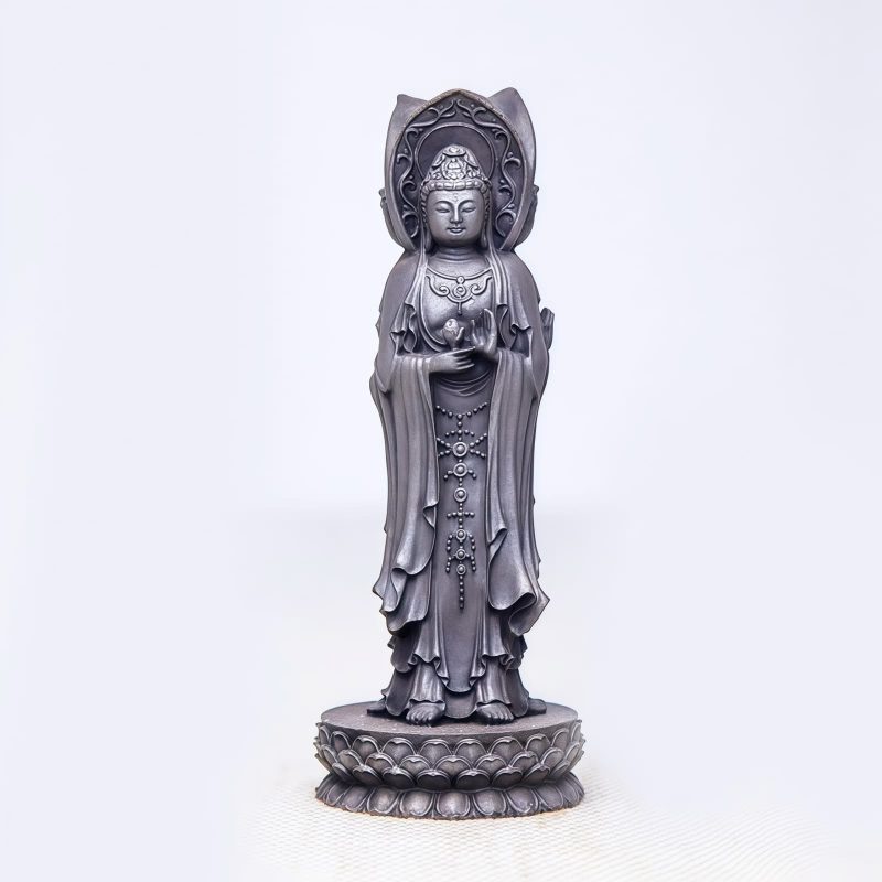 Rusty Iron Powder Kwan Yin Statue - Three-Faced Compassion Symbol Rusty Iron Powder Kwan Yin Statue - Three-Faced Compassion Symbol