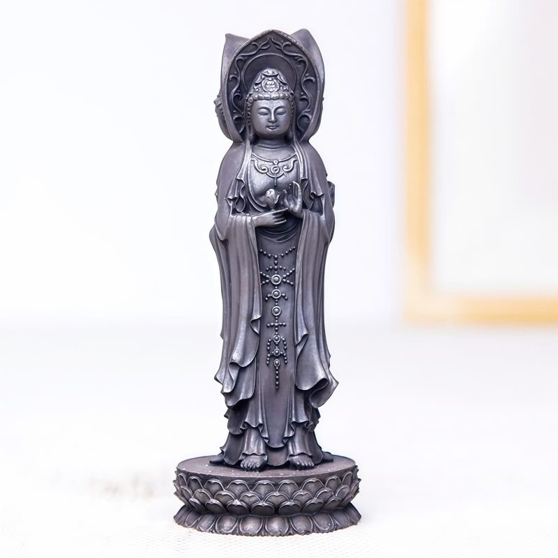 Rusty Iron Powder Kwan Yin Statue - Three-Faced Compassion Symbol Rusty Iron Powder Kwan Yin Statue - Three-Faced Compassion Symbol