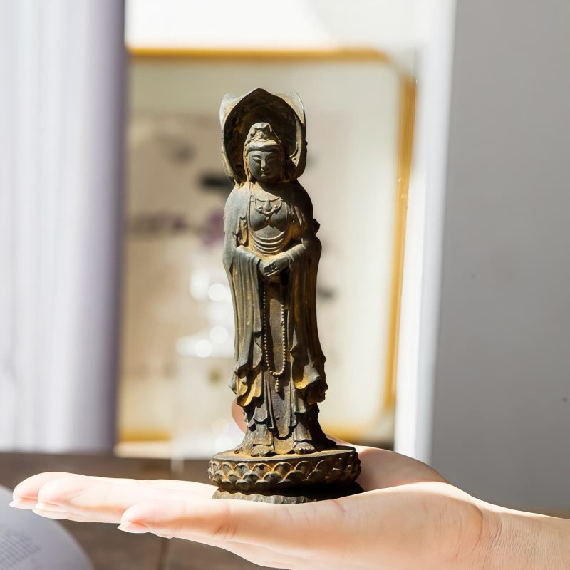 Rusty Iron Powder Kwan Yin Statue - Three-Faced Compassion Symbol Rusty Iron Powder Kwan Yin Statue - Three-Faced Compassion Symbol
