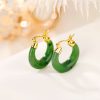 Sterling Silver Hetian Cyan Jade Luck Drop Earrings Sterling Silver Hetian Cyan Jade Luck Drop Earrings