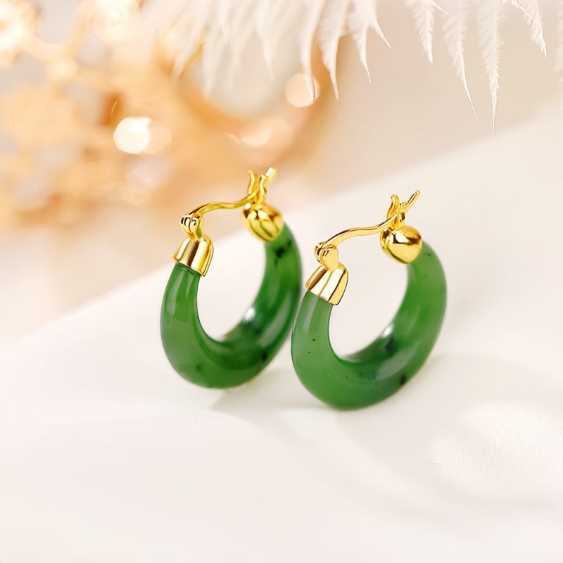 Sterling Silver Hetian Cyan Jade Luck Drop Earrings Sterling Silver Hetian Cyan Jade Luck Drop Earrings