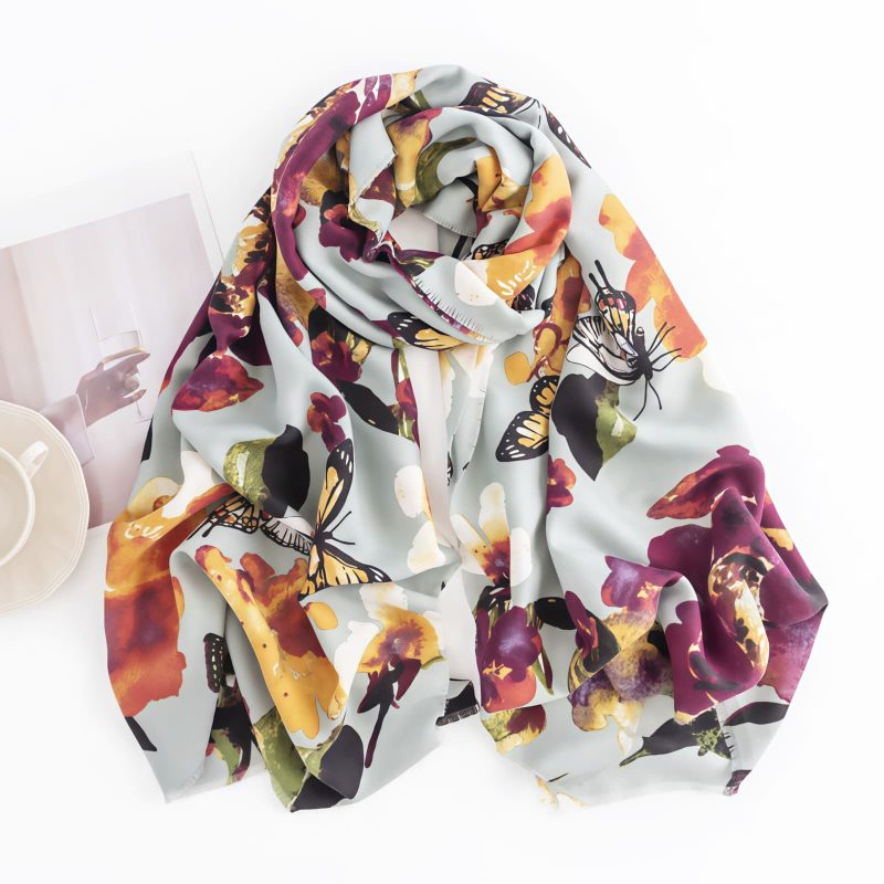 Tibetan Butterfly Flower Print Shawl Tibetan Butterfly Flower Print Shawl
