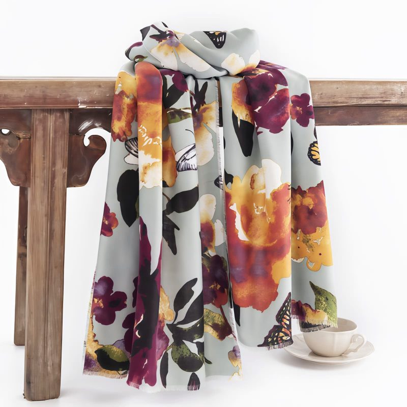 Tibetan Butterfly Flower Print Shawl Tibetan Butterfly Flower Print Shawl