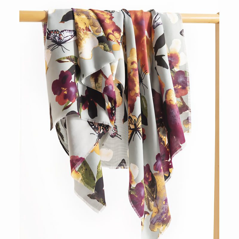Tibetan Butterfly Flower Print Shawl Tibetan Butterfly Flower Print Shawl