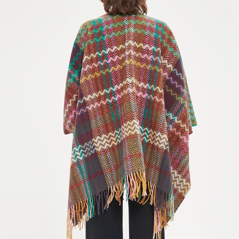 Tibetan Colorful Wavy Tassel Shawl Tibetan Colorful Wavy Tassel Shawl