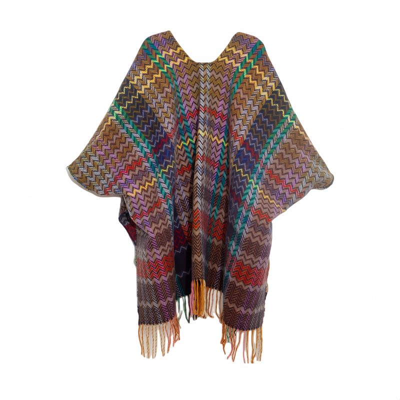 Tibetan Colorful Wavy Tassel Shawl Tibetan Colorful Wavy Tassel Shawl