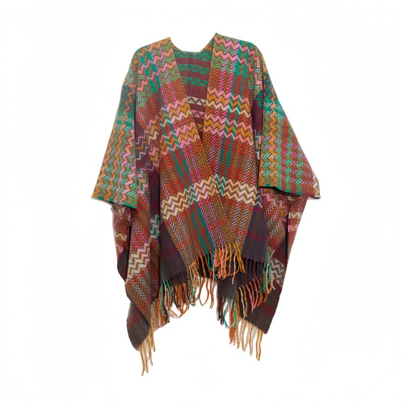 Tibetan Colorful Wavy Tassel Shawl Tibetan Colorful Wavy Tassel Shawl