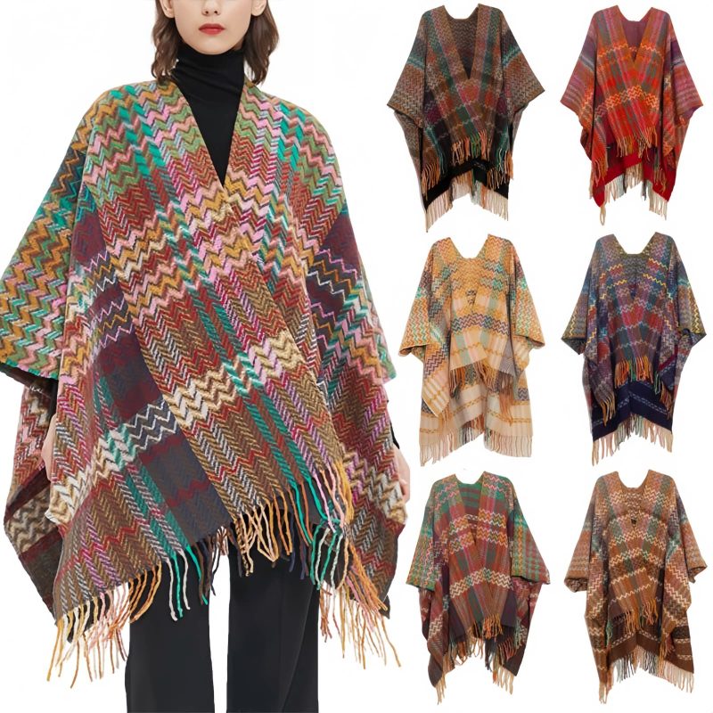 Tibetan Colorful Wavy Tassel Shawl Tibetan Colorful Wavy Tassel Shawl