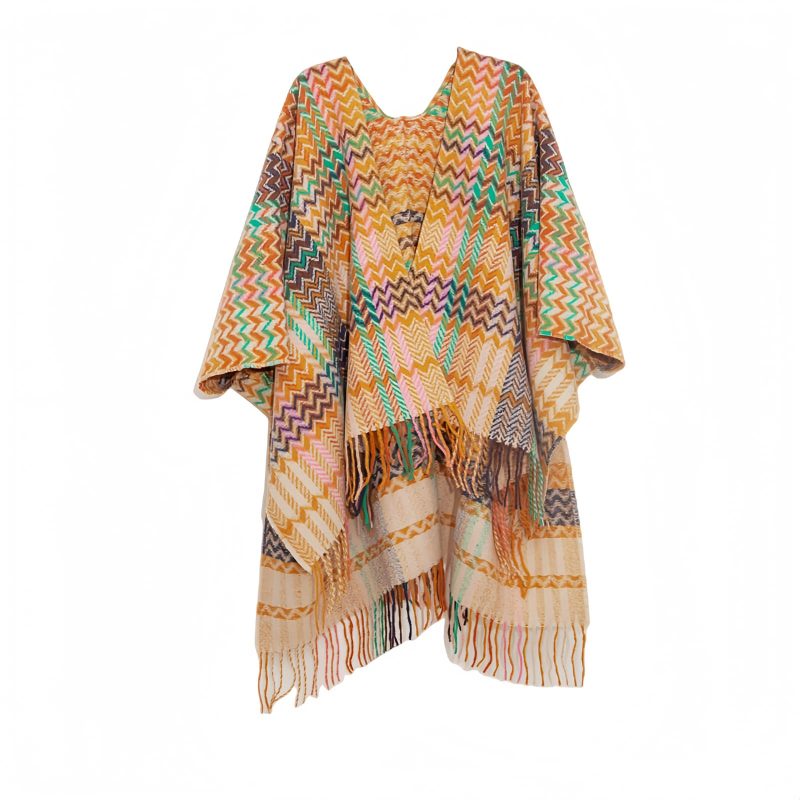 Tibetan Colorful Wavy Tassel Shawl Tibetan Colorful Wavy Tassel Shawl