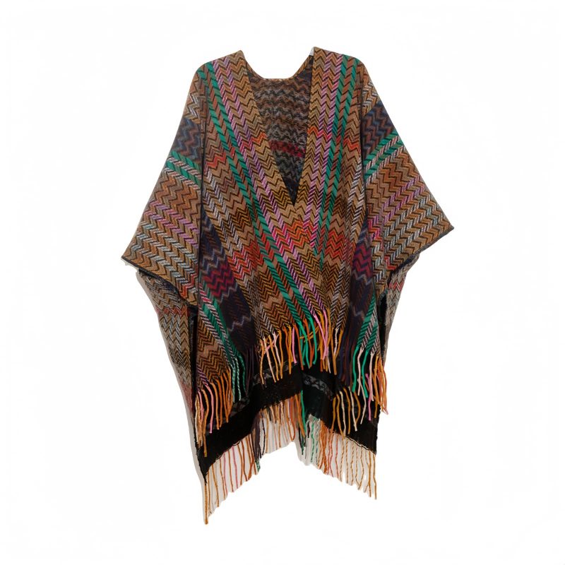 Tibetan Colorful Wavy Tassel Shawl Tibetan Colorful Wavy Tassel Shawl