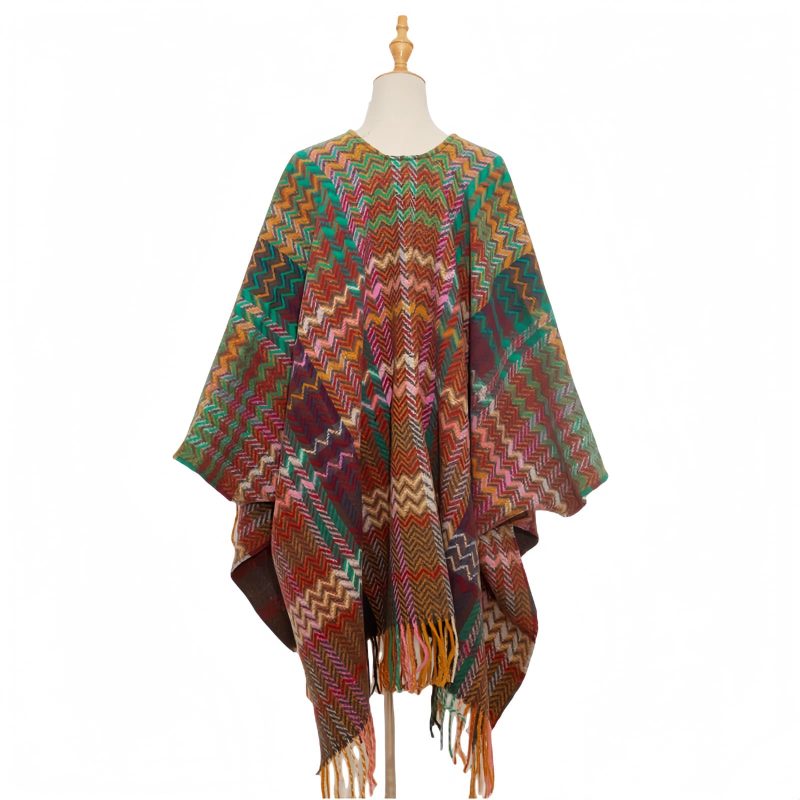 Tibetan Colorful Wavy Tassel Shawl Tibetan Colorful Wavy Tassel Shawl