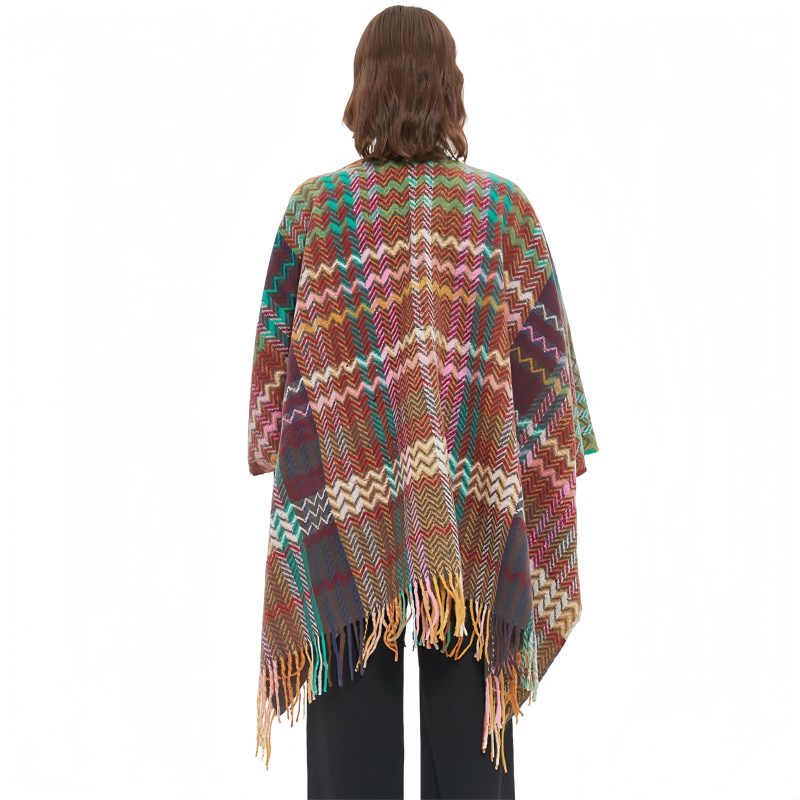 Tibetan Colorful Wavy Tassel Shawl Tibetan Colorful Wavy Tassel Shawl