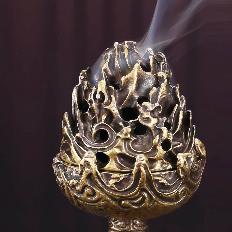 Tibetan Copper Alloy Mini Mountain Incense Burner Tibetan Copper Alloy Mini Mountain Incense Burner