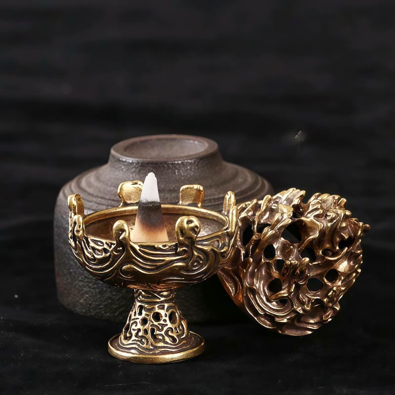 Tibetan Copper Alloy Mini Mountain Incense Burner Tibetan Copper Alloy Mini Mountain Incense Burner