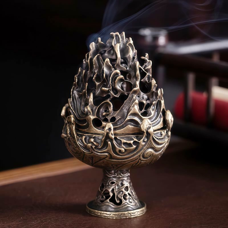 Tibetan Copper Alloy Mini Mountain Incense Burner Tibetan Copper Alloy Mini Mountain Incense Burner