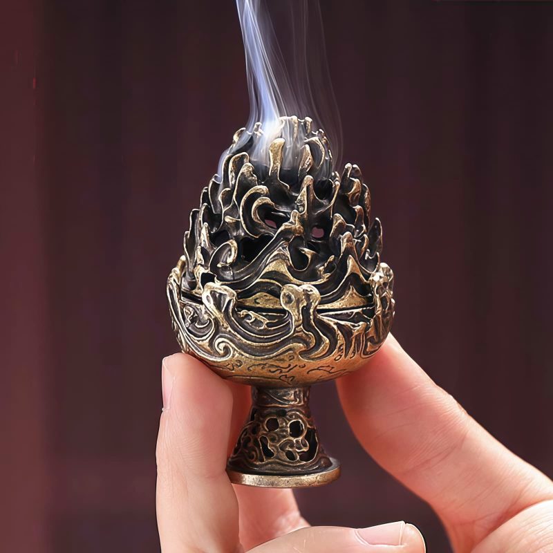 Tibetan Copper Alloy Mini Mountain Incense Burner Tibetan Copper Alloy Mini Mountain Incense Burner