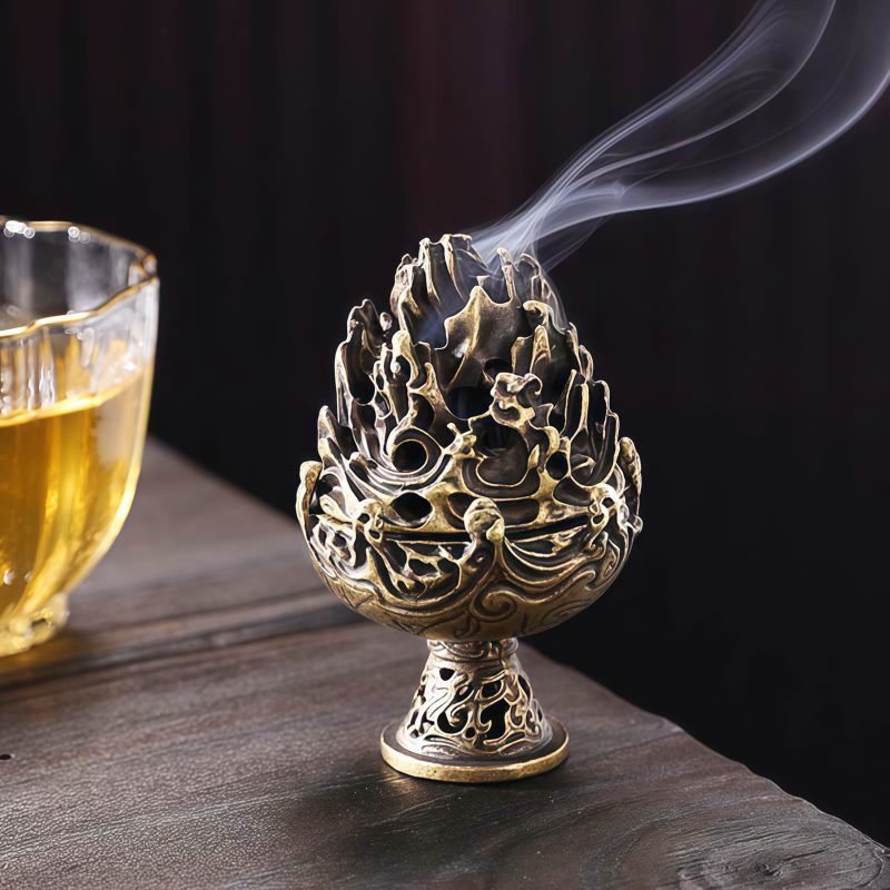 Tibetan Copper Alloy Mini Mountain Incense Burner Tibetan Copper Alloy Mini Mountain Incense Burner