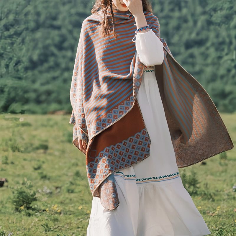 Tibetan Diamond Pattern Striped Shawl Tibetan Diamond Pattern Striped Shawl