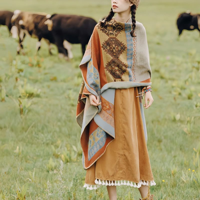 Tibetan Diamond Pattern Warm Shawl Tibetan Diamond Pattern Warm Shawl