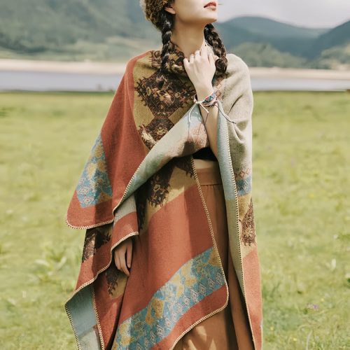 Tibetan Diamond Pattern Warm Shawl Tibetan Diamond Pattern Warm Shawl