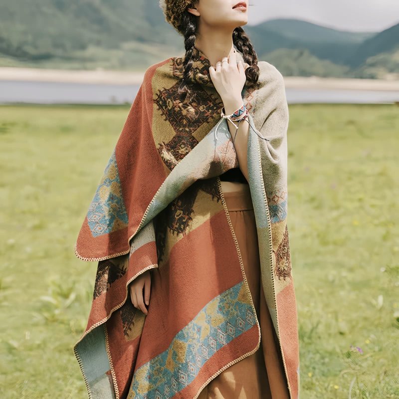 Tibetan Diamond Pattern Warm Shawl Tibetan Diamond Pattern Warm Shawl