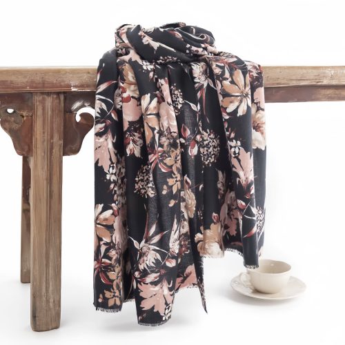 Xale Tibetano com Estampa Floral