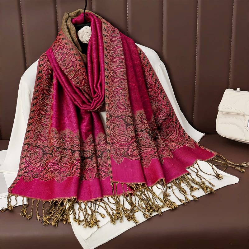 Tibetan Polyester Colorful Floral Design Shawl Tibetan Polyester Colorful Floral Design Shawl