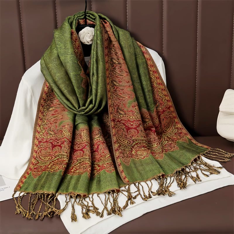 Tibetan Polyester Colorful Floral Design Shawl Tibetan Polyester Colorful Floral Design Shawl