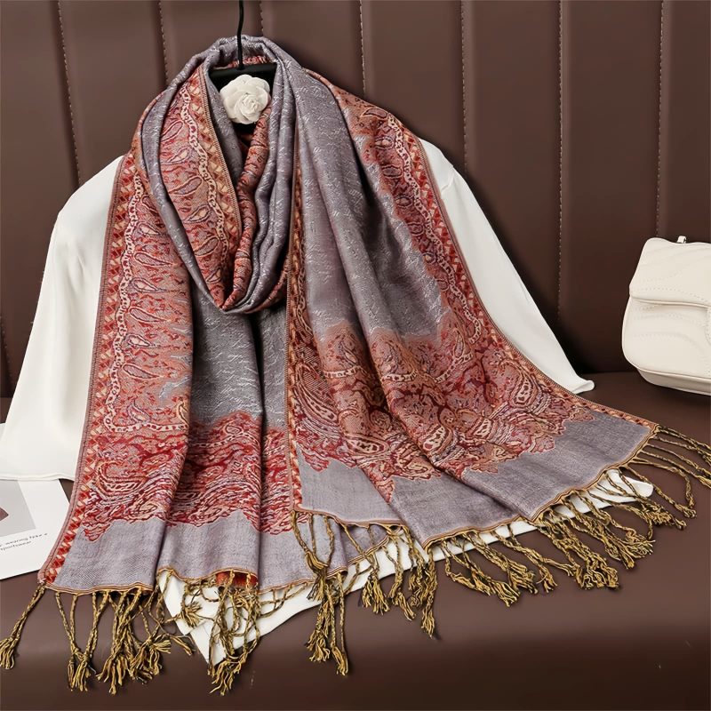 Tibetan Polyester Colorful Floral Design Shawl Tibetan Polyester Colorful Floral Design Shawl