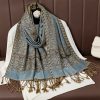 Tibetan Polyester Colorful Floral Design Shawl Tibetan Polyester Colorful Floral Design Shawl