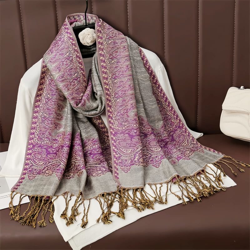 Tibetan Polyester Colorful Floral Design Shawl Tibetan Polyester Colorful Floral Design Shawl