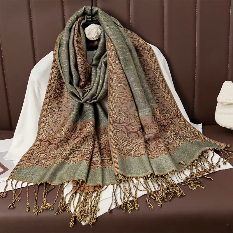 Tibetan Polyester Colorful Floral Design Shawl Tibetan Polyester Colorful Floral Design Shawl