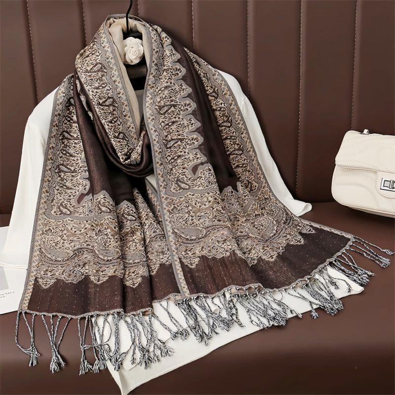 Tibetan Polyester Colorful Floral Design Shawl Tibetan Polyester Colorful Floral Design Shawl