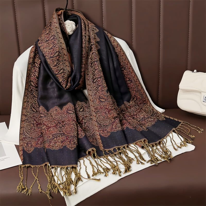 Tibetan Polyester Colorful Floral Design Shawl Tibetan Polyester Colorful Floral Design Shawl