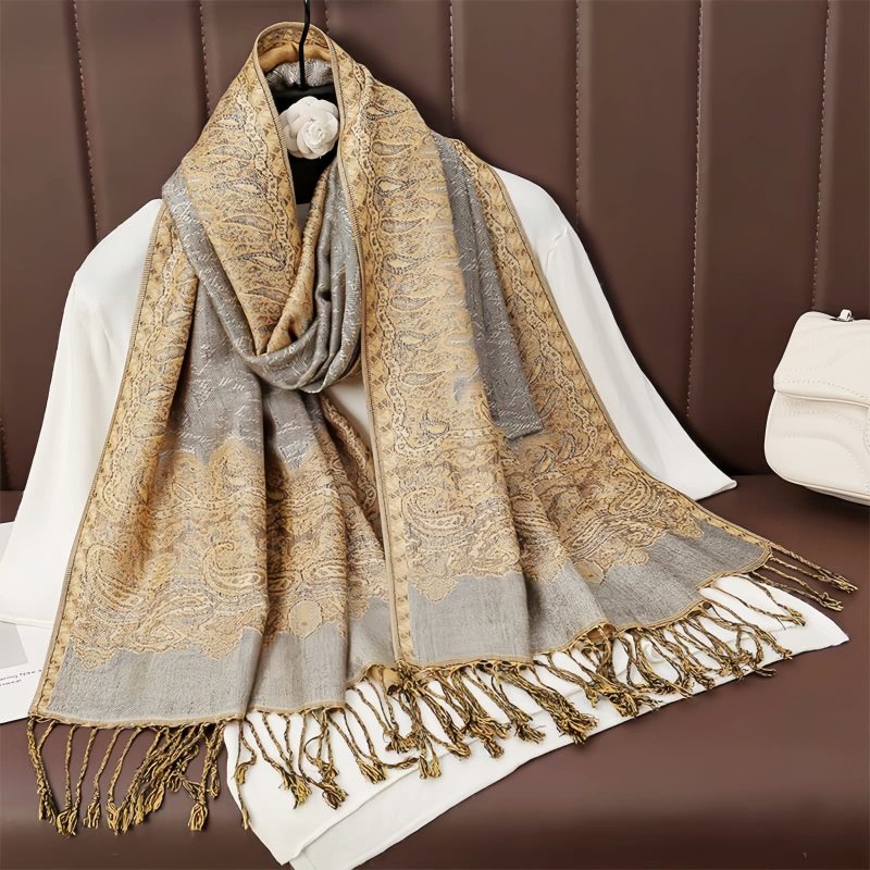 Tibetan Polyester Colorful Floral Design Shawl Tibetan Polyester Colorful Floral Design Shawl