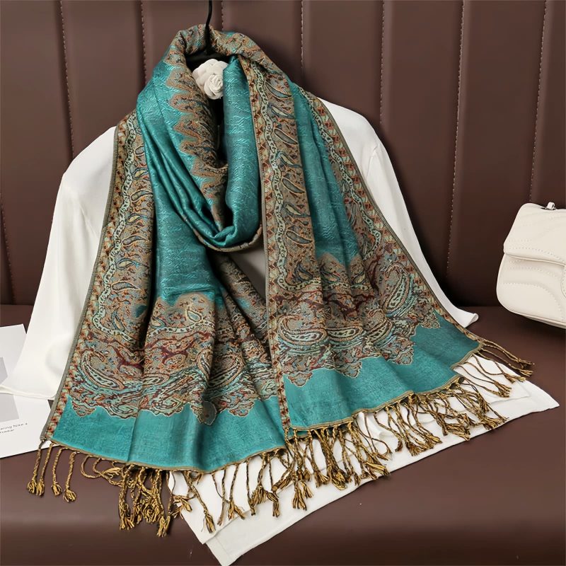 Tibetan Polyester Colorful Floral Design Shawl Tibetan Polyester Colorful Floral Design Shawl