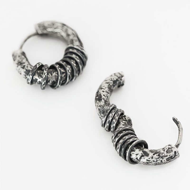 Hand-hammered Tibetan Silver Protection Earrings Hand-hammered Tibetan Silver Protection Earrings