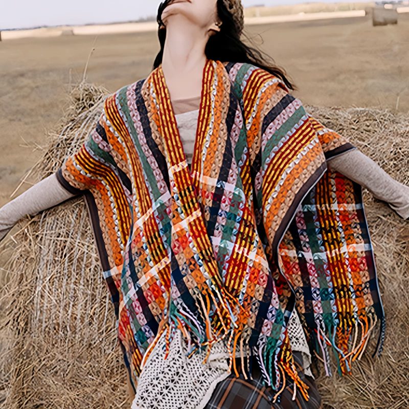 Tibetan Colorful Stripe Shawl Wrap Tibetan Colorful Stripe Shawl Wrap