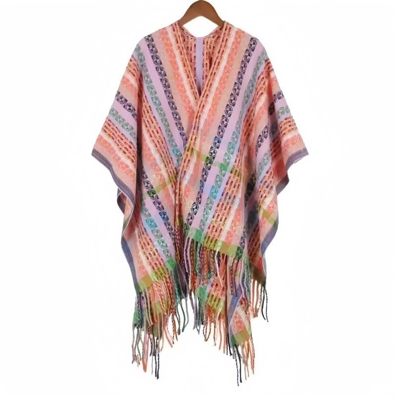 Tibetan Colorful Stripe Shawl Wrap Tibetan Colorful Stripe Shawl Wrap