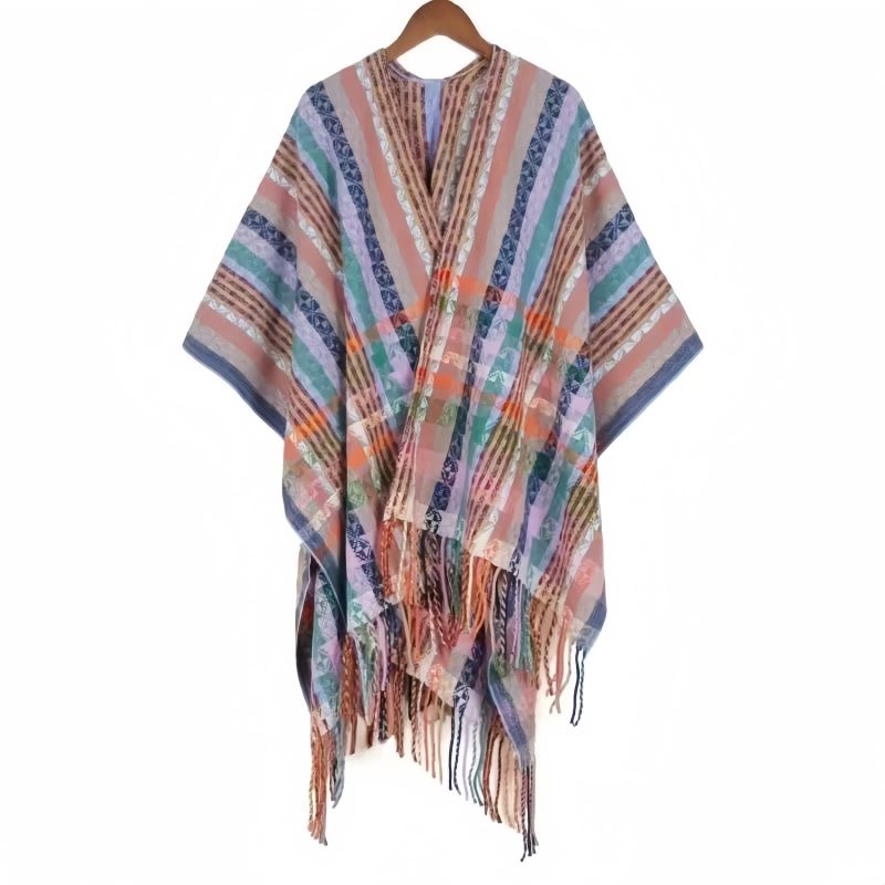 Tibetan Colorful Stripe Shawl Wrap Tibetan Colorful Stripe Shawl Wrap