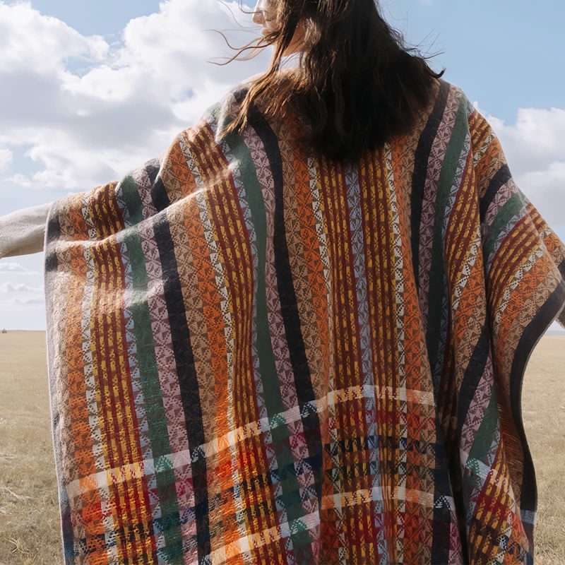 Tibetan Colorful Stripe Shawl Wrap Tibetan Colorful Stripe Shawl Wrap