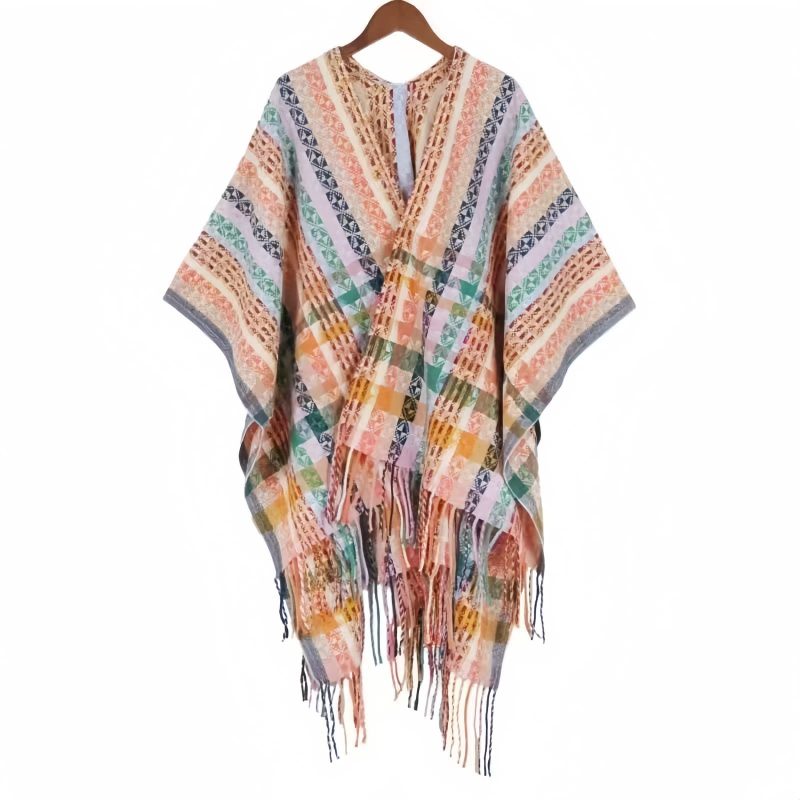 Tibetan Colorful Stripe Shawl Wrap Tibetan Colorful Stripe Shawl Wrap