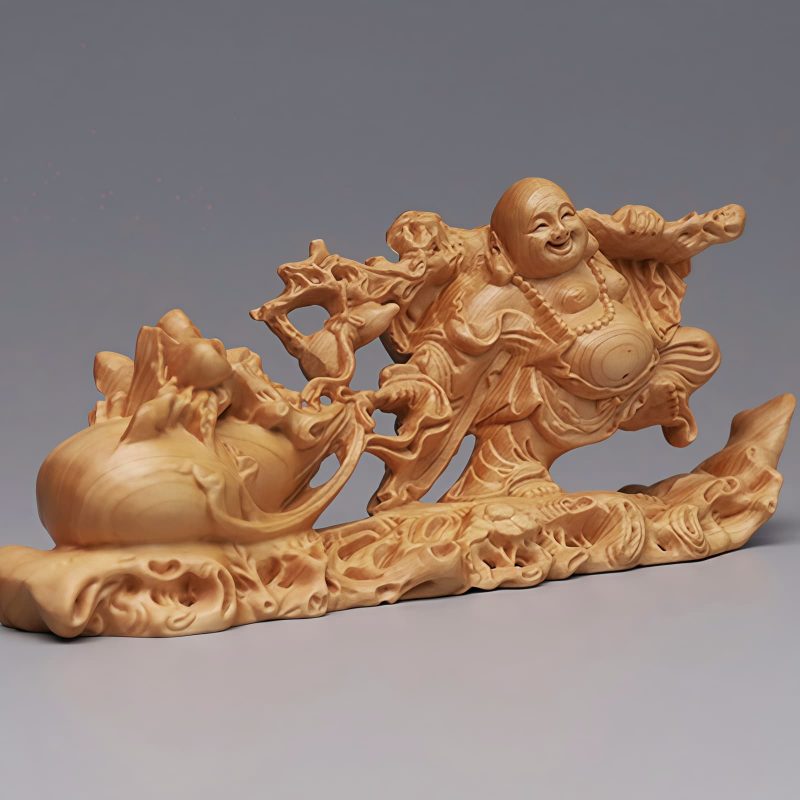 Tibetan Thuja Laughing Buddha Wood Decoration Tibetan Thuja Laughing Buddha Wood Decoration