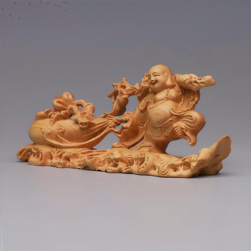 Tibetan Thuja Laughing Buddha Wood Decoration Tibetan Thuja Laughing Buddha Wood Decoration