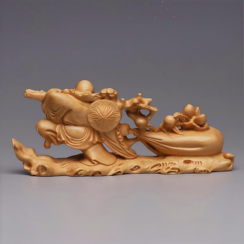 Tibetan Thuja Laughing Buddha Wood Decoration Tibetan Thuja Laughing Buddha Wood Decoration