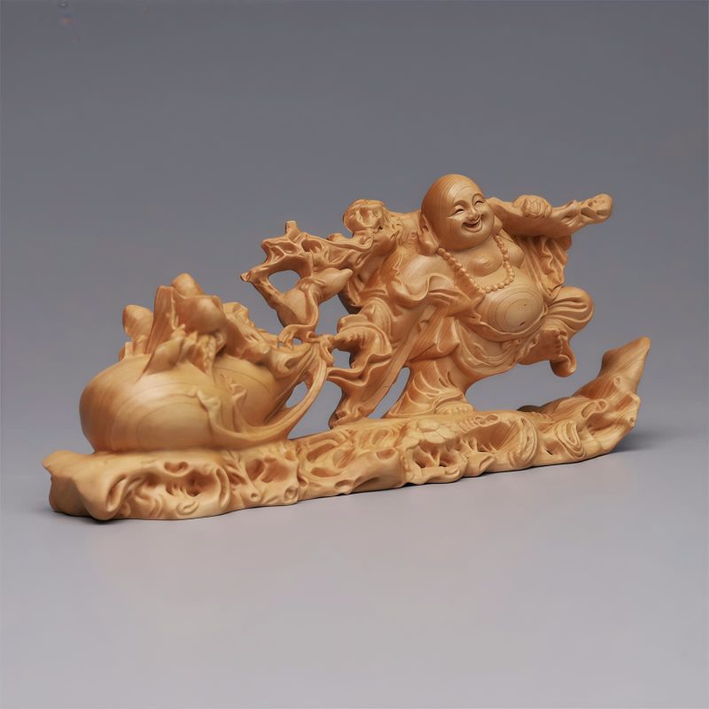Tibetan Thuja Laughing Buddha Wood Decoration Tibetan Thuja Laughing Buddha Wood Decoration