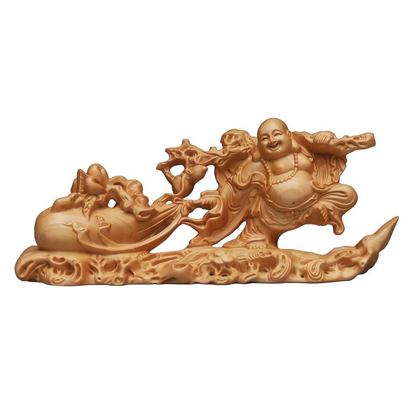 Tibetan Thuja Laughing Buddha Wood Decoration Tibetan Thuja Laughing Buddha Wood Decoration