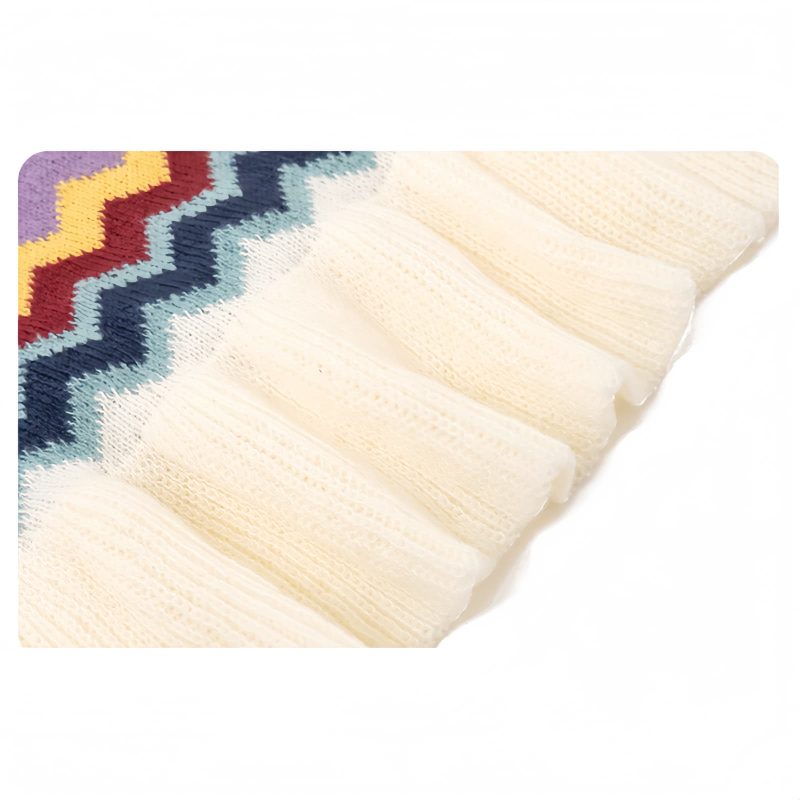 Chal Tibetano con Rayas Onduladas y Borlas Tibetan Wavy Striped Tassel Shawl